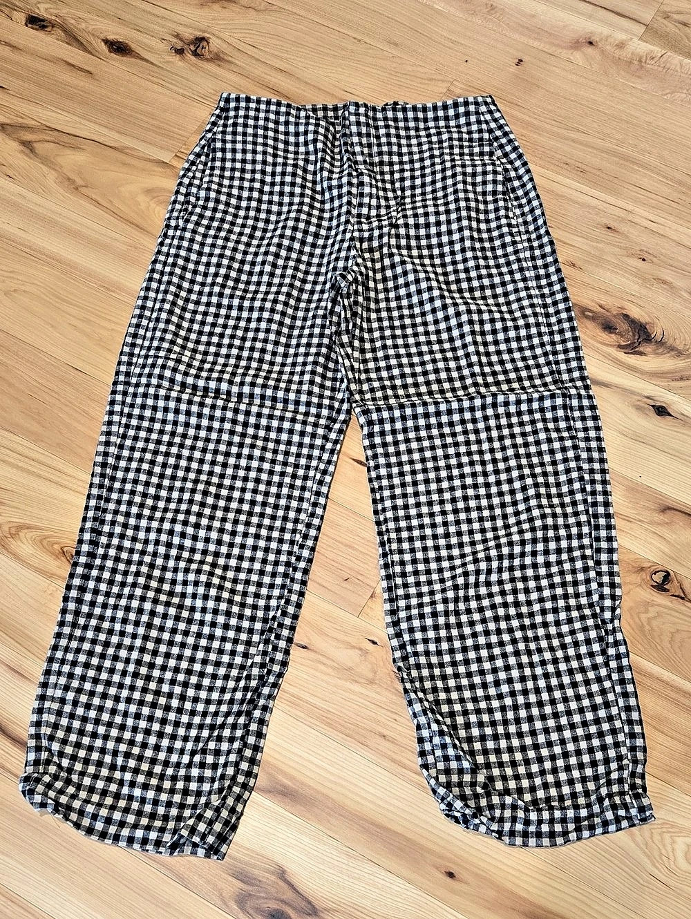 Gap Gingham Wide Leg Pants in Black & White Size 6